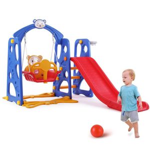 Outdoor Games Activiteiten 4 In 1 Kids Slide Swing Set Peuter Spelen Klimmer Achtertuin Speeltuin Speelgoed Fun 230615