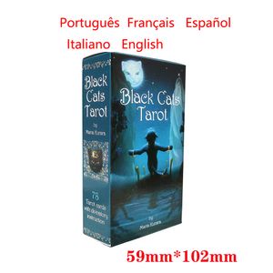 Activités de jeux de plein air Black Cat Anglais Français Espagnol Italien Portugais Tarot Cartes pour Débutant avec Guide Pdf 230715