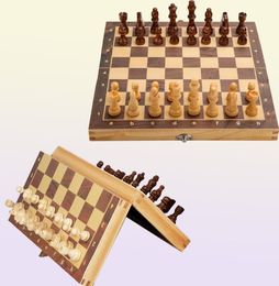 Outdoor Games Activiteiten Schaken HOUTEN Checker Board Solid Wood Pieces Vouwen schaakbord highd puzzel schaakspel 2212076330593