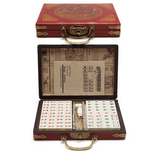 Juegos al aire libre Actividades Chino Numerado Azulejos acrílicos grandes Tallado portátil Viaje Mahjong Premium Mahjong Set 144 para juego de mesa de fiesta familiar 230928