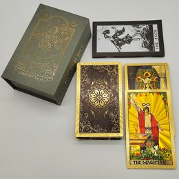 Activités de jeux de plein air cartes de Tarot imperméables à la feuille d'or classique avec boîte Megnet comme cadeau spécial 230725