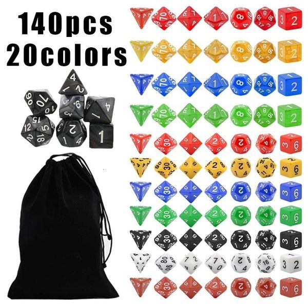 Juegos al aire libre Actividades Juegos de dados DND 20X7 Dados poliédricos 140 piezas con una bolsa con cordón Ideal para mazmorras y dragones Juego de mesa de juego de rol 230725