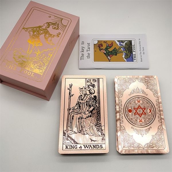 Activités de jeux de plein air Feuille d'or Tarot Cartes en plastique Rose Rose Jeu de cartes étanche Jeu de société mystérieux Cartes de divination 230711