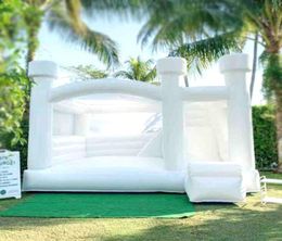 Jeux de Plein Air Activités Videur de mariage Cavalier gonflable blanc avec toboggan sautant Combo Sport de plein Air Air Bounce House pour renta5608887