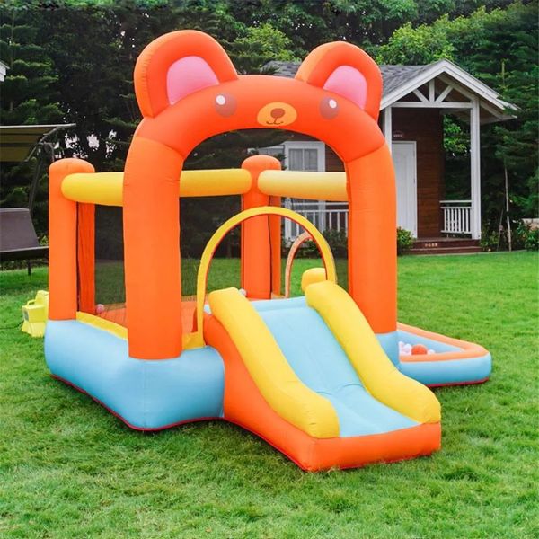 Jeux de plein air Intérieur Enfants Gonflable Bounce House Oxford Yard Panda Bear Style Jumper Bouncer Mini Châteaux Gonflables Avec Toboggan avec ventilateur bateau libre