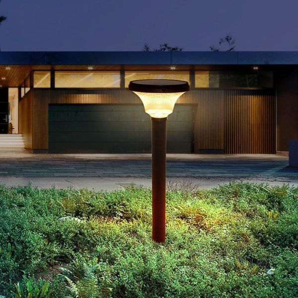 Lámpara de césped y jardín al aire libre Solar impermeable moderno pilar de aluminio luz Villa patio camino paisaje bolardos lámparas