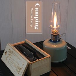 Lampe à bougie à gaz extérieure tente lanterne lumière pour sac à dos pêche randonnée Mini coupe-vent aux chandelles équipements de Camping 240112