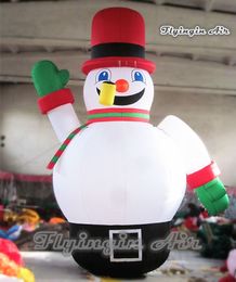 Géant extérieur publicitaire Modèle de bonhomme de neige gonflable 3m / 10m blanc de neige hivernal avec une impression personnalisée pour la décoration de Noël