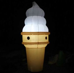Cornet de crème glacée gonflable géant extérieur avec lumières led pour publicité de magasin imprimable