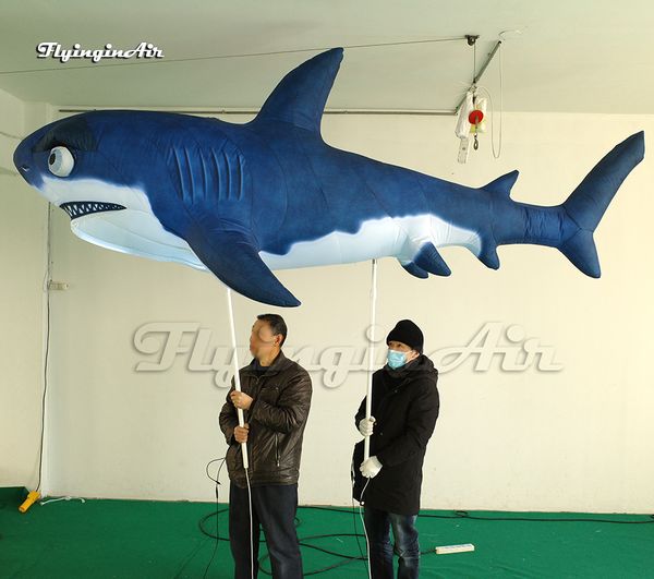 Marioneta de tiburón inflable para caminar gigante al aire libre 3,5 m globo de animales marinos de dibujos animados para decoración de eventos de desfile