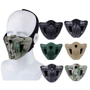 Outdoor Half Gezicht Schedel Masker Sport Apparatuur Airsoft Schieten Bescherming Gear Tactical Airsoft Halloween Cosplay NO03-119290V