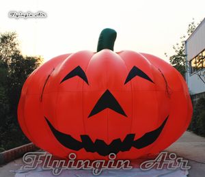 Outdoor Halloween opblaasbare pompoenkop Replica 5m breedte Gepersonaliseerde grote opblazen kwaad glimlachende pompoenballon voor tuin en clubtoegang decoratie