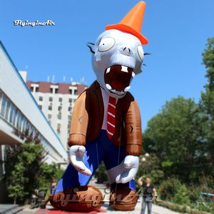 Modèle gonflable extérieur de personnage de dessin animé d'explosion d'air du zombi 6m de tête de cône de PVZ de Halloween pour l'événement
