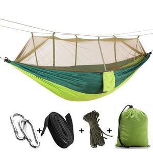 Outdoor Hammock Single Person Mosquito Net Hangmat Camping Hanging Sleeping Backpacking Hamaca Bed Green For Adults DC0082482146