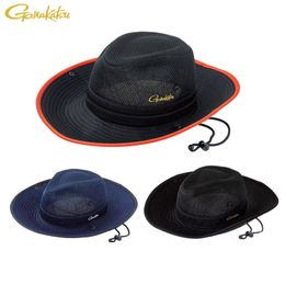 Outdoor Hats 2023 Gamakatsu Fishing Cap Bucket Hat Protection UV avec mentonnière réglable Respirant Sunscreen Fisherman 230807