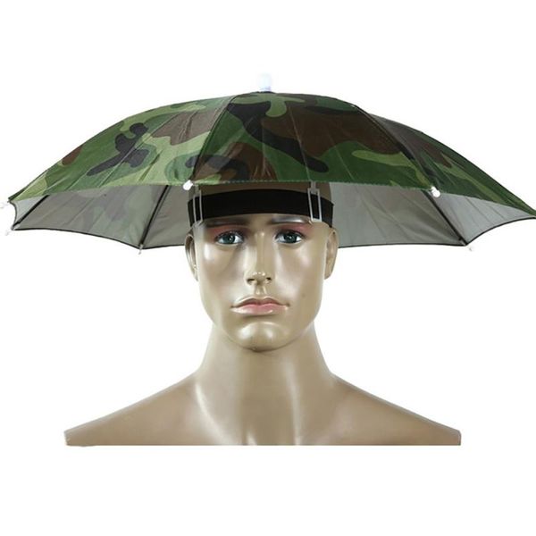 Chapeaux d'extérieur 65cm parapluie de pêche monté sur la tête casquettes d'ombre de soleil portables léger Camping randonnée casquette pliable