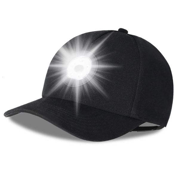 Chapeaux d'extérieur Chapeau de baseball avec lumière LED Mains libres Lampe de poche Cap Pêche Course à pied Chapeau Garder au chaud pour l'escalade Pêche en plein air 230526