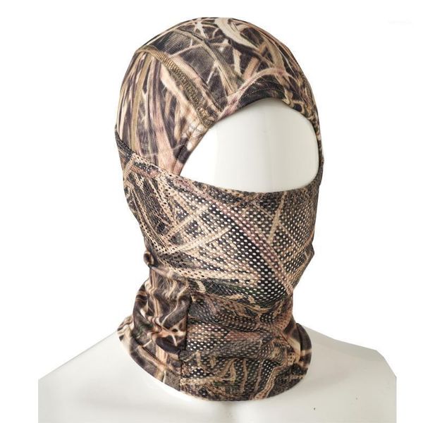 Outdoor Hoeden Bionische Riet Camouflage Bivakmuts Elastische Cap Mesh Tactische Militaire Leger Gezichtsmasker Vissen Jacht Wandelen Hoed