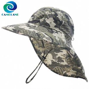 Chapeaux de plein air CAMOLAND Homme Été UPF50 Chapeaux De Soleil Avec Rabat De Cou Camouflage Seau Chapeau Pour Femmes Hommes En Plein Air Randonnée Pêche Caps J230502