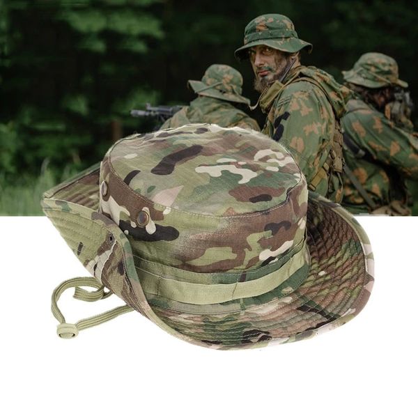 Outdoor-Hüte Camouflage Boonie Hut Taktische US Army Eimer Hüte Militär Multicam Panama Sommer Cap Jagd Wandern Outdoor Camo Sun Caps Männer 230515