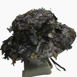 Chapeaux d'extérieur Effet de camouflage Feuilles 3D Casual Séchage rapide Chapeau de chasse Polyester Tactique Pêche Casquette plate Sun Drop Livraison Sport Dhk4M