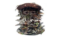 Chapeaux extérieurs camouflage masque chapeau plein couvercle de tête de face feuille de peintureball 3D Capuche de feuille pour chasse6115815