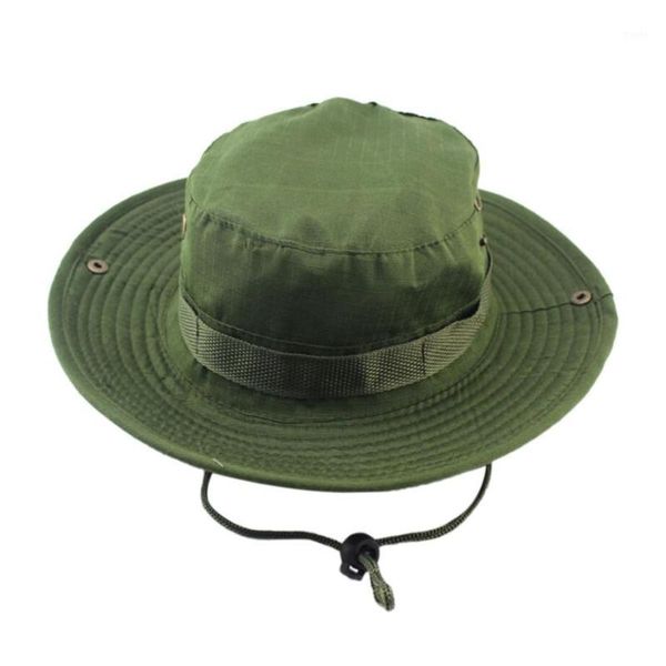 Sombreros al aire libre Gorra de lona Panamá Safari Boonie Gorras ajustables Camuflaje Ejército nepalí Sombrero de pescador para hombre