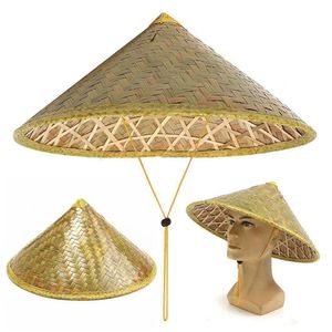 Buitenhoeden Chinese stijl Bamboo Sun Hat Farmer Vishoed Zontehoed en regenbestendig Handweven Volwassen Travel Straw Hat 230506