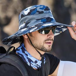 Chapeaux d'extérieur chapeau de pêcheur décontracté Jungle à bords ronds maille alpinisme pêche Camouflage Benny casquettes de sport accessoires