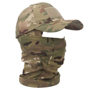 Outdoor Hats Military Hooded Tactics Army baseball cap Men's Summer Snaps Sun Hat Outdoor Camouflage Baraklava Half Ski Mask 230506