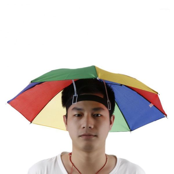 Chapeaux d'extérieur Portable Parapluie Mains Libres Monté Sur La Tête Chapeau De Pêche Cueillette De Thé Randonnée Golf Plage Coiffe Camping