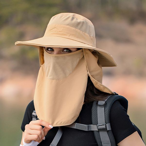 Chapeaux de plein air été séchage rapide casquettes de pêcheur pour femmes hommes protection UV en plein air chapeaux de soleil avec rabat de cou mâle randonnée pêche seau chapeau 230516