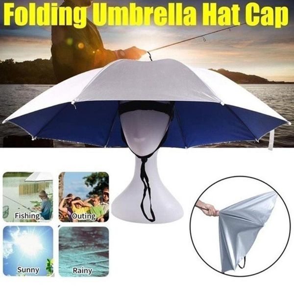 Chapeaux d'extérieur Protection solaire Pêche Pliable Tête Parapluie Chapeau Anti-Pluie Anti-UV Caps Portable Voyage Randonnée Plage