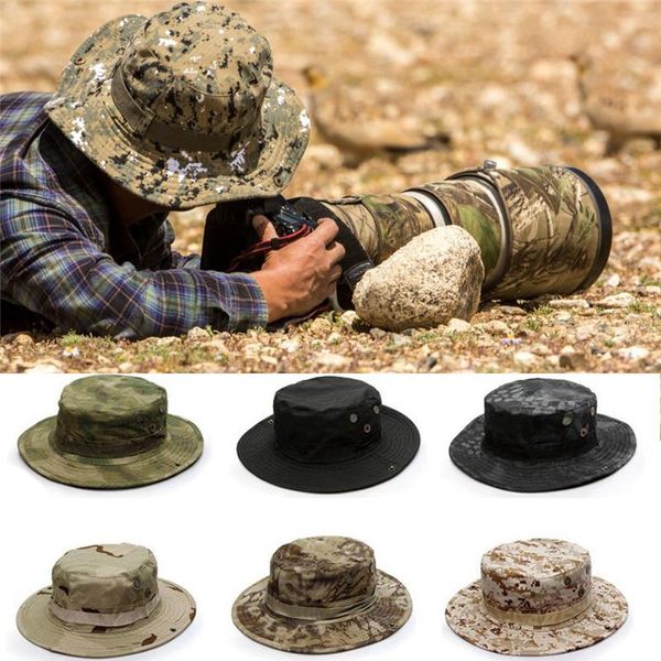 Sombreros al aire libre entrenamiento táctico de pesca caza de senderismo sniper camuflaje boonie nepalese ejército militar protector solar sombrero