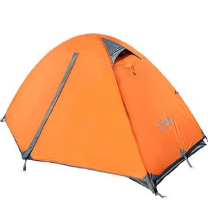 Outdoor high-end eenpersoons dubbele deur aluminium paal outdoor camping tent regenbuibestendige tent HW77
