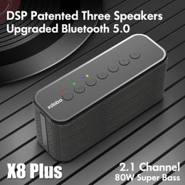 Al aire libre de alta calidad X8 Plus 80W Audio inalámbrico al aire libre Altavoz portátil Bluetooth fuerte Banco de energía para música de fiesta Graves profundos pesados