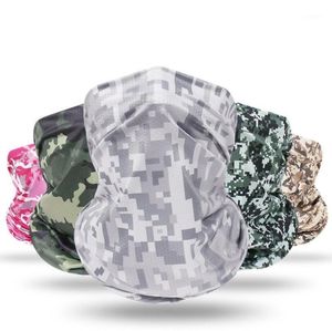 Senderismo al aire libre Camping Bufanda mágica Material de malla transpirable Seda de hielo Camo Diadema Calentador de cuello multifuncional Máscara Banada Gorras de ciclismo Ma