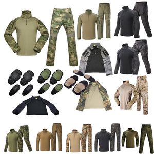 Camisa de tiro de caza al aire libre Juego de vestimenta de batalla uniforme táctico BDU set de combate de combate ropa de camuflaje de camuflaje con codo y rodillas no05-015d