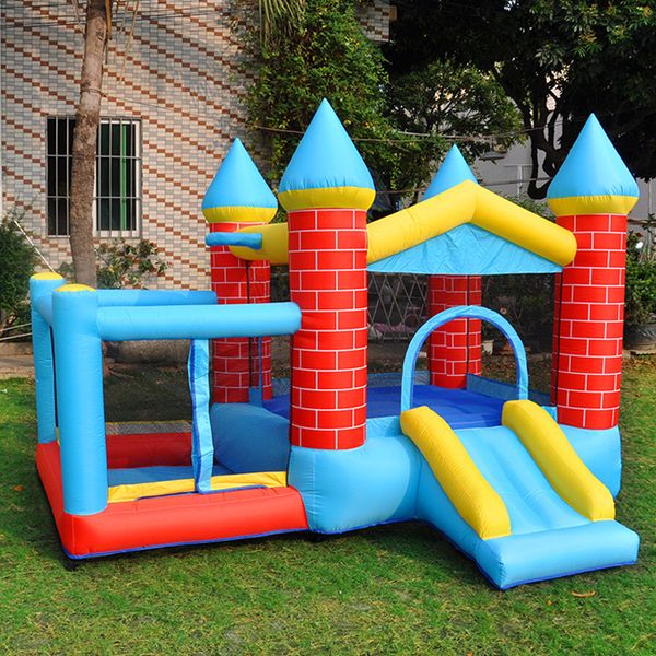 Maison gonflable gonflable d'intérieur et d'extérieur pour enfants, avec souffleur, château de saut avec toboggan, fosse à balles, saut de videur pour enfants, jouets de parc, jeu amusant