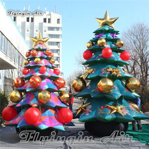 Arbre de Noël gonflable décoratif extérieur/intérieur 5m/6m de hauteur simulé ballon à feuilles persistantes avec des ornements pour la décoration de Noël