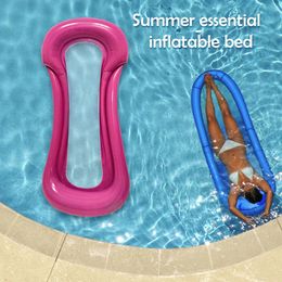 Hamac gonflable extérieur avec maillage pliable et portable dossier de drainage flottant matelas de piscine salon de plage de plage 240506