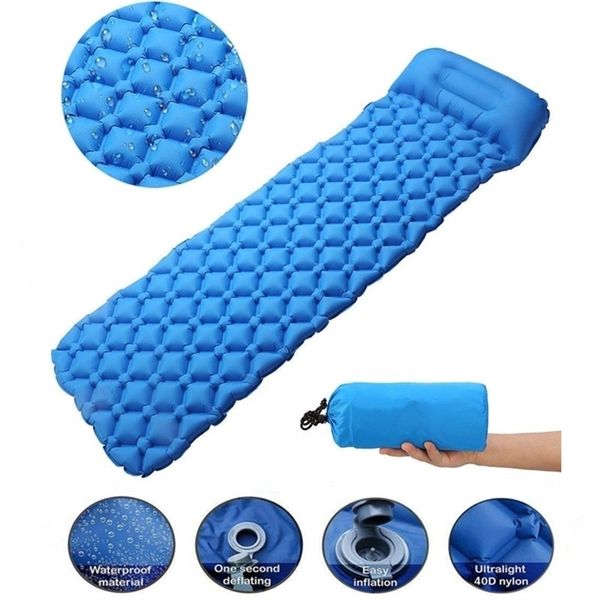 Coussin de couchage gonflable extérieur coussin d'air tapis de camping avec oreiller matelas canapé 220216