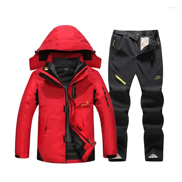 Vestes d'extérieur 2023 combinaison de Ski hommes hiver épais chaud coupe-vent imperméable veste de Snowboard pantalon grande taille 6XL