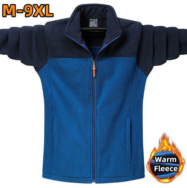 Vestes d'extérieur Sweats à capuche 9XL hiver hommes polaire tactique coupe-vent couleur Match doux chaud pleine fermeture éclair sport randonnée Ski Cargo manteaux 230926