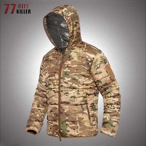 Outdoor Jackets Hoodies Camo tactische parka's Men Winter Militair Lichtgewicht Warm Haped Jackets Outdoor Camouflage Hunting Parka Coats Big Size 5xl 0104