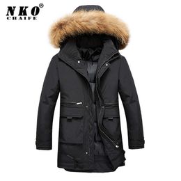 Vestes extérieures Hoodies Chaifenko Winter Parkas décontractés Hommes Collier de fourrure chaude du vent