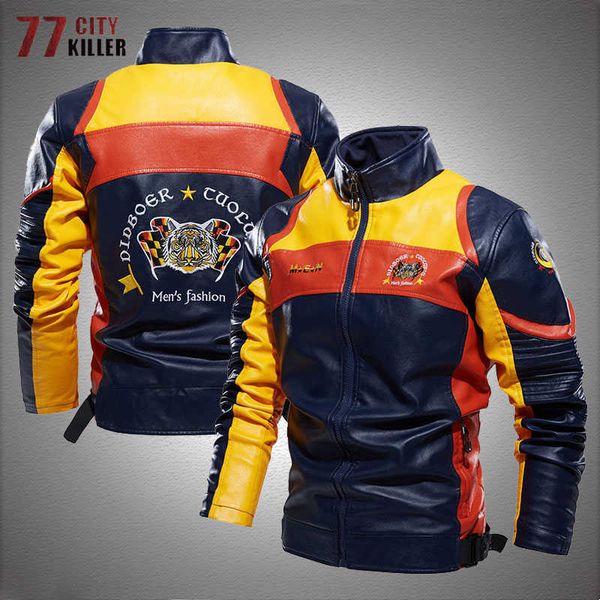 Chaquetas al aire libre Sudaderas con capucha de marca de moda para hombre, chaquetas Retro de PU 2020, chaqueta de cuero ajustada para motocicleta, prendas de vestir, cazadora cálido para hombre, abrigos militares para exteriores 0104