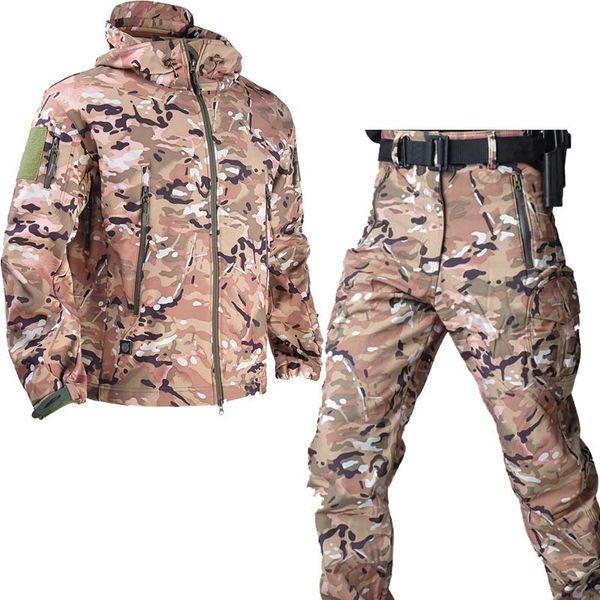 Vestes d'extérieur Sweats à capuche polaire tactique randonnée veste coupe-vent Combat uniforme chasse vêtements camouflage armée homme pantalon militaire vêtements 230926