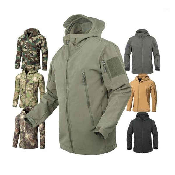 Vestes extérieuresHoodies hommes armée Fans veste tactique Camouflage imperméable Softshell à capuche randonnée Camping manteau Cargoes1