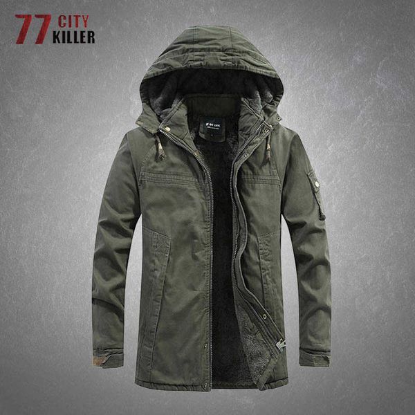 Vestes de plein air Hoodies Veste militaire pour hommes Parkas Hiver Polaire Épaissir Multi-poches Cargo Manteaux Homme Mode Extérieur Tactique Fourrure Doublée Vêtements Pour Hommes 0104